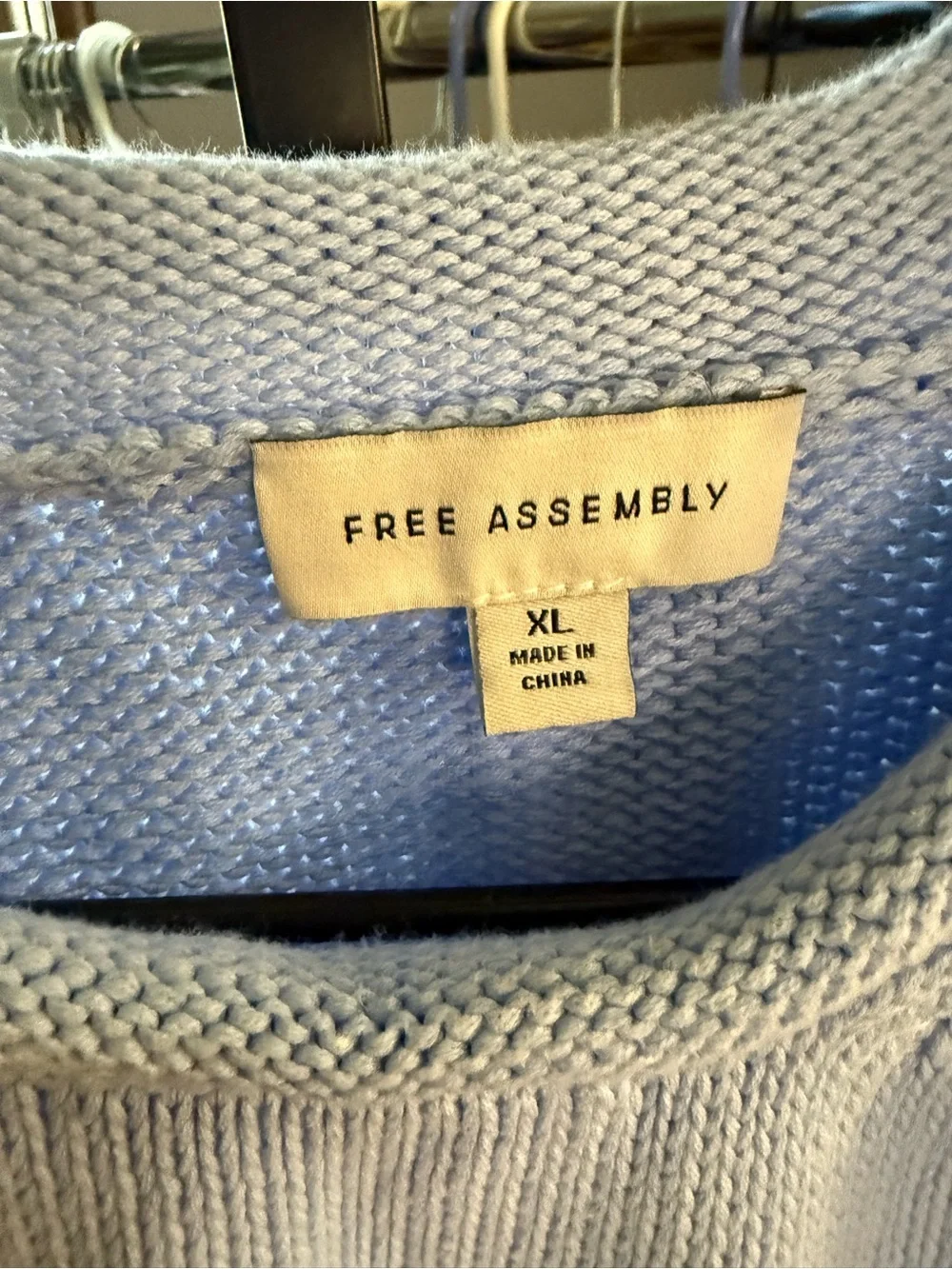 FREE ASSEMBLY Light Blue Striped Crewneck Sweater